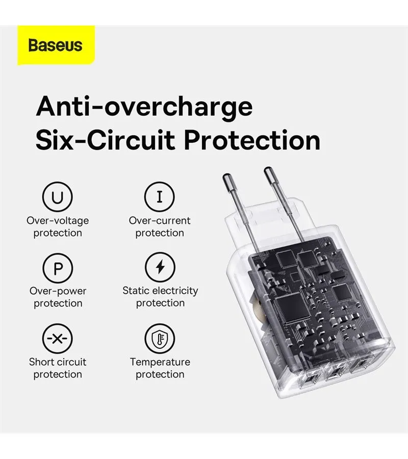 Сетевое зарядное устройство Baseus Compact 17W CCCP17UC White (CCXJ020102) - фото 14