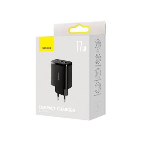 Сетевое зарядное устройство Baseus Compact 17W EU Black (CCXJ020101) - фото 15