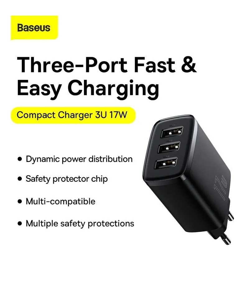 Сетевое зарядное устройство Baseus Compact 17W EU Black (CCXJ020101) - фото 9