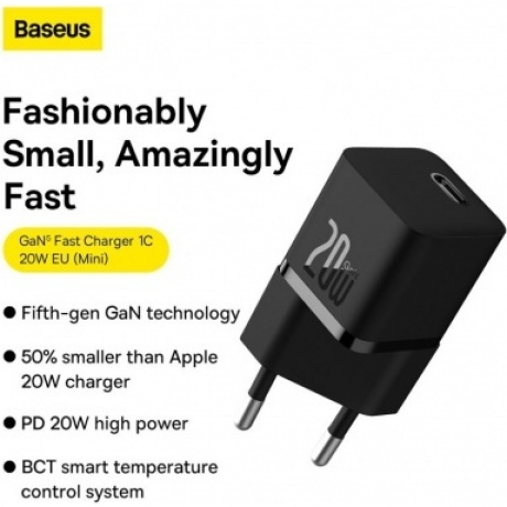 Сетевое зарядное устройство Baseus GaN5 20W EU Black (CCGN050101) - фото 2