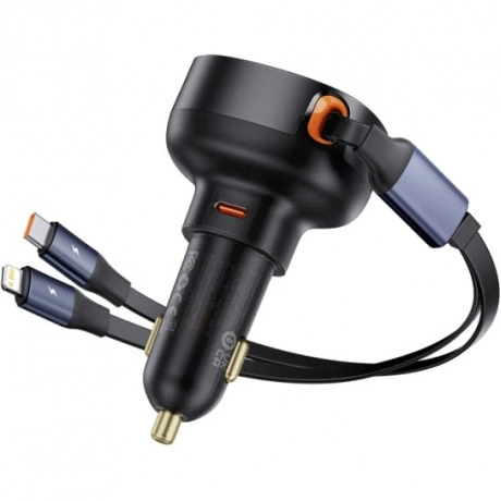 Автомобильное зарядное Baseus Enjoyment Pro C+Retractable C Cabl...