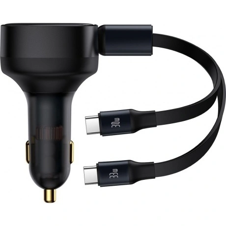Автомобильное зарядное Baseus Enjoyment Retractable 2-in-1+C 33W...