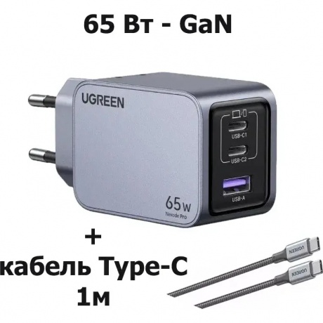 Сетевое зарядное устройство Ugreen X755 Space Gray (25871) - фото 2