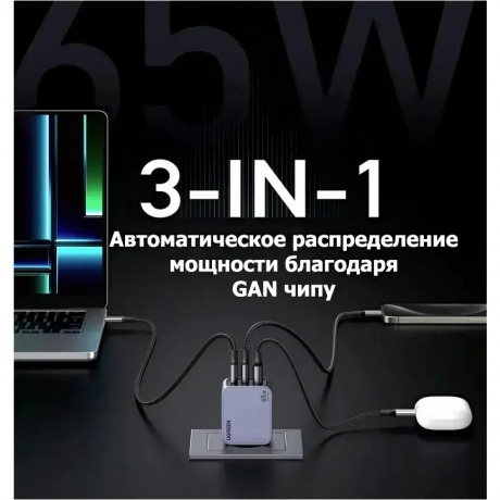 Сетевое зарядное устройство Ugreen X755 Space Gray (25871) - фото 5