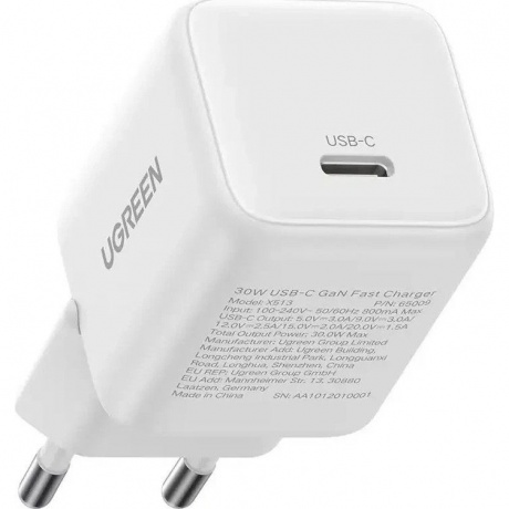 Сетевое зарядное устройство Ugreen X513 белый (65013) - фото 3