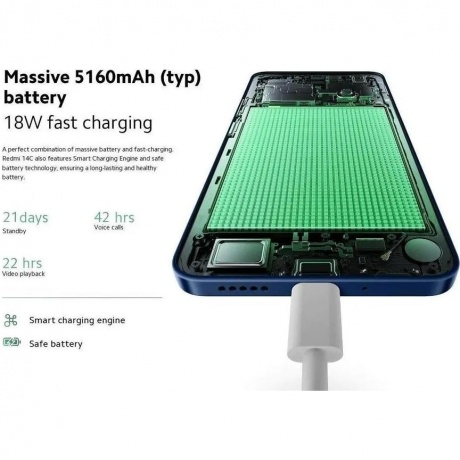 Смартфон Xiaomi Redmi 14C 4/128Gb Sage Green - фото 24