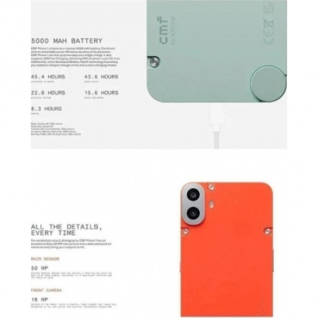 Смартфон Nothing CMF Phone 1 8/256Gb Orange - фото 11