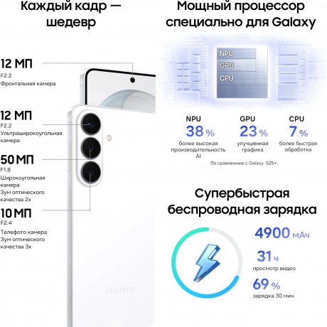 Смартфон Samsung Galaxy S26+ 12/512Gb (SM-S947BZWCCAU) White - фото 9
