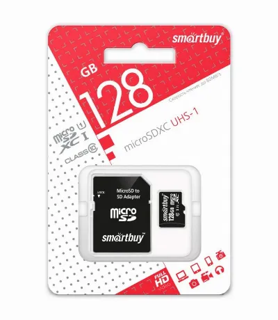 Карта памяти SmartBuy micro SDXC 128Gb Class 10 UHS-I + ADP