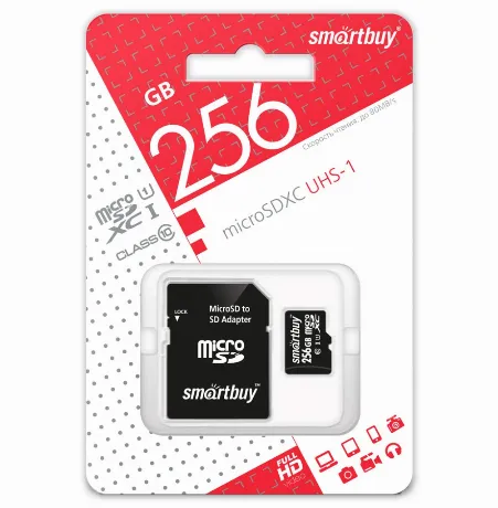 Карта памяти micro SDXC 256Gb SmartBuy Class 10 UHS-I + ADP (SB2...