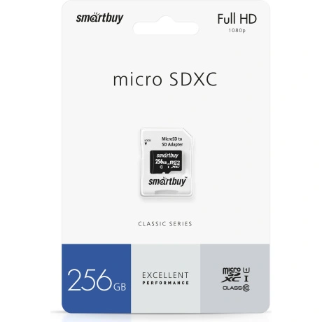 Карта памяти micro SDXC 256Gb SmartBuy Class 10 UHS-I + ADP (SB2...