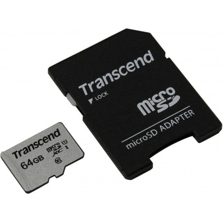 Карта памяти micro SDXC Transcend 64Gb 300S UHS-I U1 + ADP (90/4...