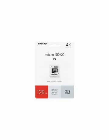 Карта памяти SmartBuy micro SDXC 128Gb Pro UHS-I U3 + ADP (90/70...