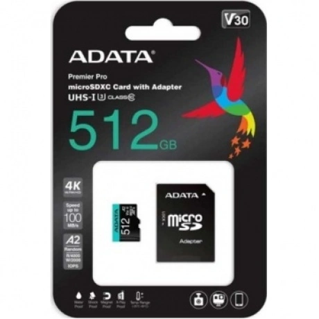 Карта памяти A-Data Micro SDXC 512GB (AUSDX512GUI3V30SA2-RA1)