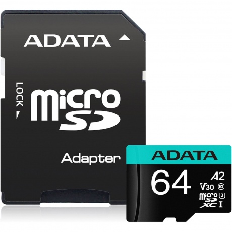 Карта памяти A-Data Micro SDXC 64GB (AUSDX64GUI3V30SA2-RA1) - фото 1