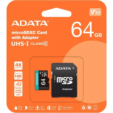 Карта памяти A-Data Micro SDXC 64GB (AUSDX64GUI3V30SA2-RA1) - фото 4