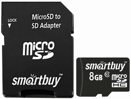 Карта памяти Smartbuy SDHC 8Гб Class 10 (SB8GBSDCL10-01) SD адап...