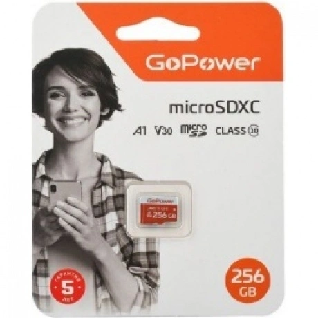 Карта памяти microSD GoPower 256GB Class10 UHS-I (U3) (00-000256...