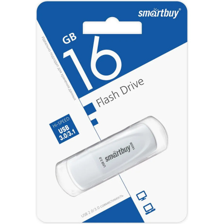 Карта памяти SmartBuy 16GB Scout White 3.0 (SB016GB3SCW) - фото 1