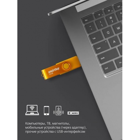Карта памяти SmartBuy 32GB Twist Yellow (SB032GB2TWY) - фото 7