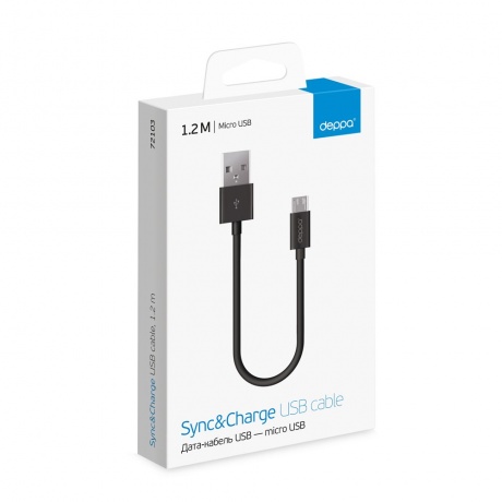 Кабель Deppa microUSB 1.2m black - фото 2