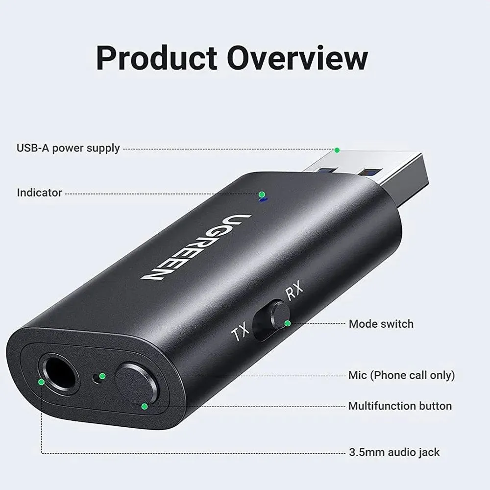 Bluetooth аудио ресивер + трансмиттер UGREEN CM523-60300 Black (60300) - фото 4
